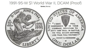1991-1995 USA $1 Liberty WWII D-Day Coin Graded PCGS MS-69 - Picture 1 of 5