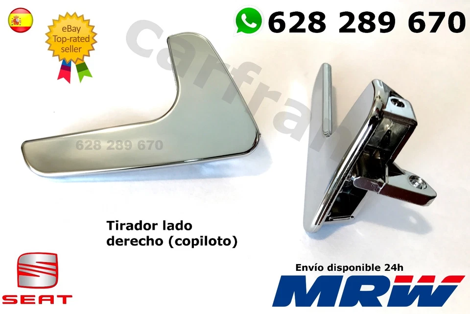 SEAT IBIZA CORDOBA MANETA tirador De La Puerta Interior DERECHA Copiloto CROMADA - Imagen 1 de 1
