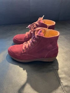 Fitflop Kaya Borgoña Gamuza Botín Cremallera Con Cordones Tacón de Cuña Ligero Reino Unido 4 - Imagen 1 de 15