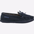 Hush Puppies Ace Mens Leather MEMORY FOAM Comfort Lounge Slip On Slippers Navy