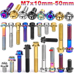 M7 Titanium Bolts 10mm-50mm Outer Hex Head Flange Ti Screw For Motorcycle Refit - Picture 1 of 21
