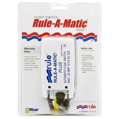 Rule 40A Rule-A-Matic Float Switch Plus 12V 24V 32V DC Marine Boat Bilge Retail - Изображение 1 из 2