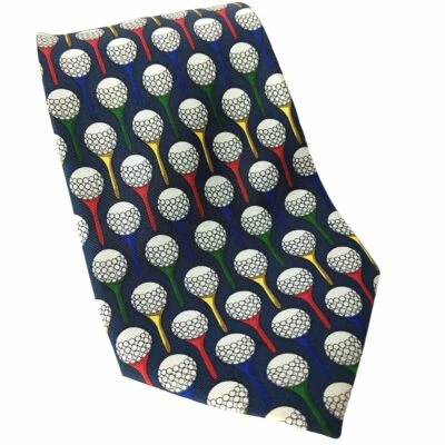 Utopia Golf Balls Golf Tees All Over Print Sports Novelty Silk Necktie - Image 1 of 4