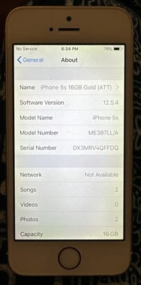 Apple iPhone 5s 16 GB Gold (ATT) A1533 Good Used  12.5.4 IOS Blemishes - Image 1 of 4