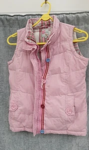 GIRLS GILLET/WAISTCOAT/PUFFER/BODY WARMER,PINK,JOULES,80S RETRO-STYLE,AGE 9-10 - Picture 1 of 10