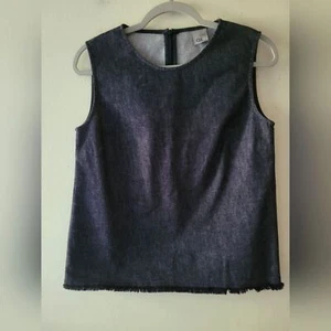 QL2 Sourceduo Hecho en Italia Flecos Boho Western Lagenlook Denim Chaleco Top IT 40 - Imagen 1 de 9