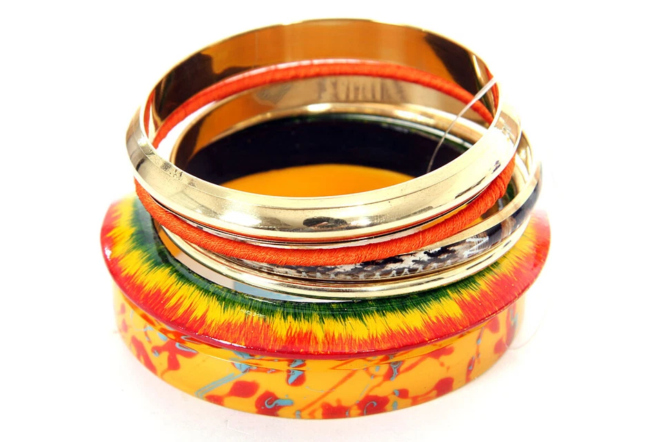Conjunto de brazalete brazalete naranja exótico de 6 piezas naranja de moda para mujer Foto 1 de 1