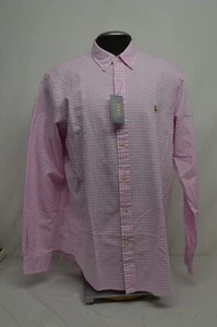 Polo Ralph Lauren Men,s LONG SLEEVE Oxford Sport Shirt, Pink CHECKER Size XL - Picture 1 of 13