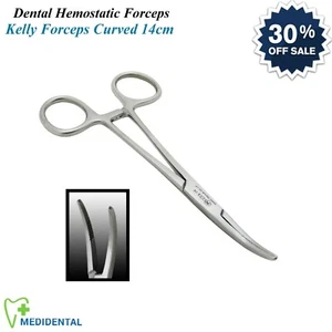 Dentistes Chirurgical Hémostatique KELLY Forceps Courbé 14cm Outils New - Bild 1 von 4