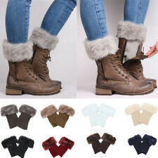 Womens Winter Warm Crochet Knit Fur Trim Leg Warmers Cuffs Toppers Boot Socks