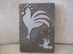 Vintage Printer's Block Chicken Rooster 7 in. X 5 in. - Picture 1 of 11
