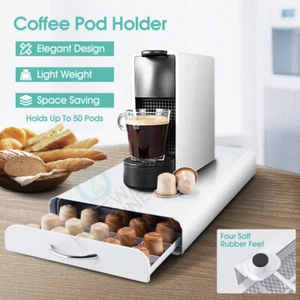 White Coffee Capsule Holder Dispenser Rack Pod Storage Drawer Organizer 50 Pods - Picture 1 of 12