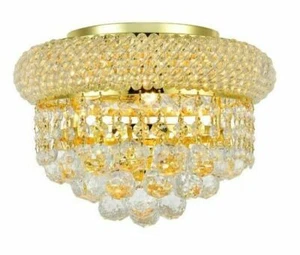 Crystal Balls Flush Mount Ceiling 3 Light Gold Bathroom Bedroom Lighting 10 in - Picture 1 of 5