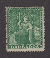 Barbados 1870 Unused Mint Definitive Britannia Perforate Green SG43