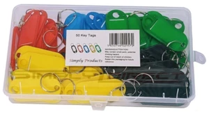 20pc Key Tags Tough Plastic Key Tags with Split Ring & Label Window, 5 Colours - Picture 1 of 4
