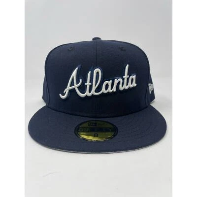 59Fifty Atlanta Braves City Script New Era Fitted Hat Men’s Size 8 Brand New - Image 1 of 3
