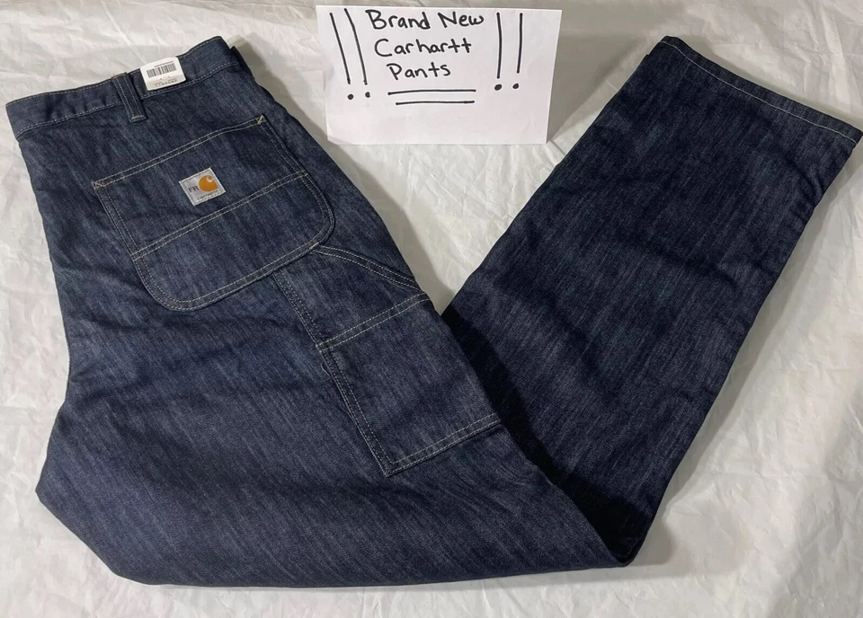 Pantalones de mezclilla Carhartt FR IGNÍFUGOS 290-83 para hombre 34X30 elásticos de carpintero J196 Foto 1 de 4