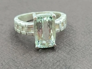 925 Silver Ring Natural Aquamarine Gem 4.61 Grams Solitaire Men's ring SZ 6 US - Picture 1 of 11
