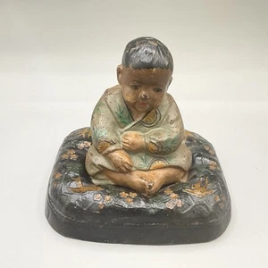 ANTIQUE VINTAGE c.1926 HUBLEY TAKEO JAPANESE BOY DOORSTOP - Picture 1 of 6
