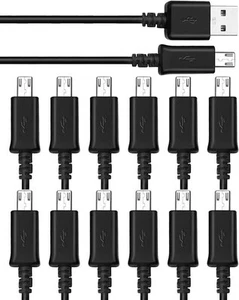 Black Micro USB Charger Cable Cord For Samsung Android Cell Phone Lot 10-1000 - Picture 1 of 3