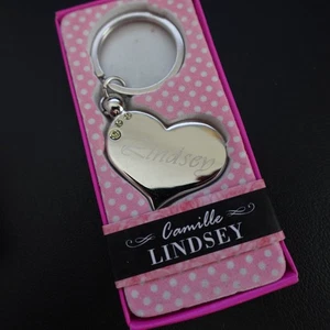 Lindsey personalisierter Schlüsselanhänger Heavy Metal Herz Glitzer edel Name Geschenk - Bild 1 von 3