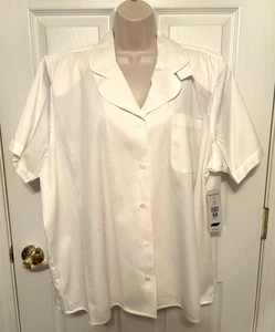 Karen Scott Damen Bluse Plus 2X Weiß Kurzarm 100% Baumwolle Knopfleiste Oberteil - Bild 1 von 9