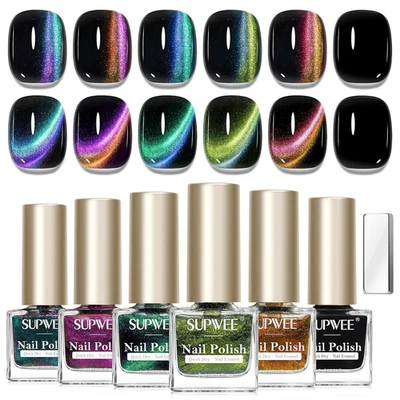 Cat Eye Nagellack 6 Farben Schnell Trocknend Magnet UV frei Hochglanz Holografis - Bild 1 von 4