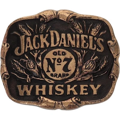 Bronce Jack Daniels Antigua Marca Nº7 Whisky Tennessee Años 70 Bar De Colección Hebilla de Cinturón Foto 1 de 4