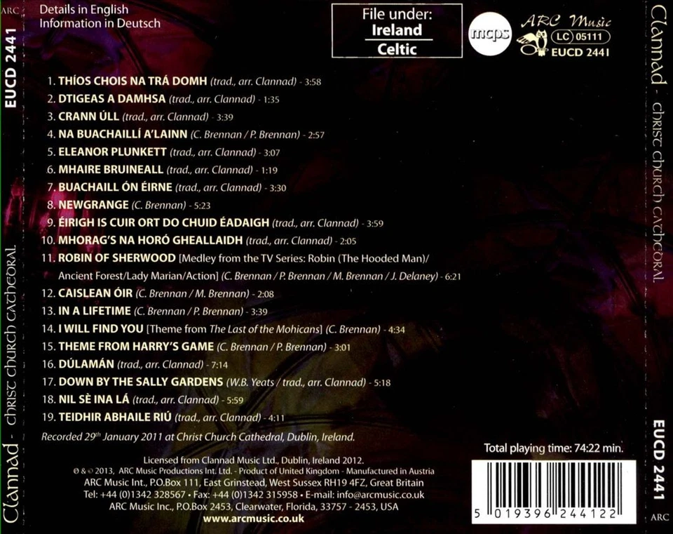 CLANNAD - LIVE AT CHRIST CHURCH CATHEDRAL NEW CD Foto 1 de 1