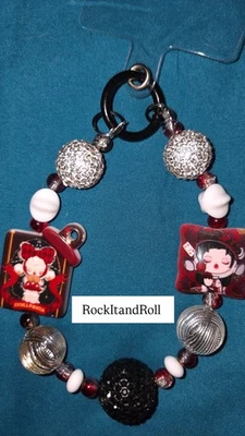 Holiday Popmart themed Phone Charm Chain Key Chain Purse Accessory Skull Panda - Image 1 of 3
