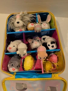 Zhu Zhu Pets Lot of 8 with Hamster Hangout Carrying Case - Read - Picture 1 of 11