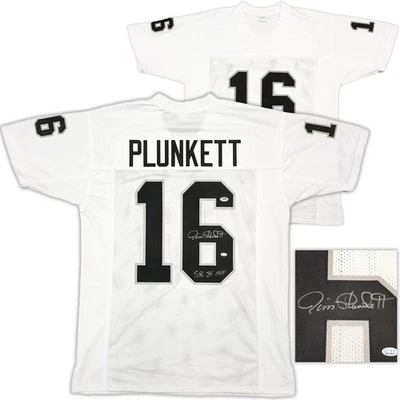 Oakland Raiders Jim Plunkett Autographed Signed White Jersey "SB XV MVP" PSA/DNA - Image 1 of 4