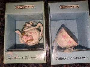 Schmid Beatrix Potter Mouse in Teacup & on Teacup Christmas Ornament w Orig Box - Picture 1 of 8