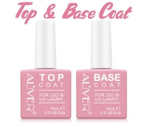 Aliver Top Coat + Base Coat for UV LED Lamp Nail Gel Polish Treatment 15ml - Picture 1 of 5