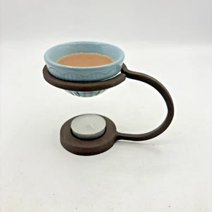 Wrought Iron Wax / Essential Oil Warmer Tealight Holder Blue Bowl Decorative - Picture 1 of 13