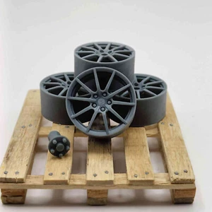 Lot de 4 jantes pour maquette voiture 1/24 1/18 (Ferrari SF98 OE Carbon) - Photo 1/5