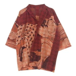 HOMME PLISSE ISSEY MIYAKE Shunga Pleated Long Jacket all over pattern Used - Picture 1 of 7