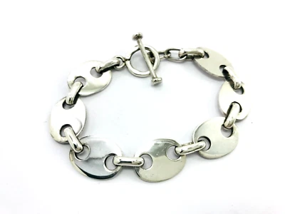 Handmade Taxco Mexican 925 Sterling Silver Chain Bracelet. 7.3"/18.5cm, 32g - Image 1 of 4