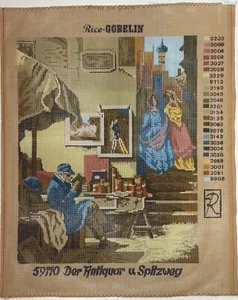 Carl Spitzweg DER ANTIQUAR Book Seller Famous Painting as a Needlepoint Canvas - Picture 1 of 1