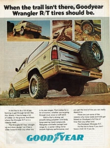 1977 Vintage Print Ad When the trail isn't there Goodyear Wrangler R/T tires - Picture 1 of 2