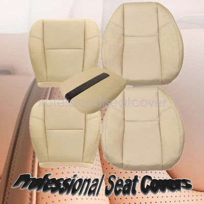 Front Bottom & Top Leather Seat Cover For 2009-14 Cadillac Escalade Tan ESV EXT - Image 1 of 4