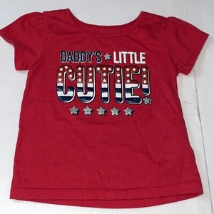 Girls 18m STARS AND STRIPES Americana Patriotic Tee Red Daddies Little Cutie - Picture 1 of 6