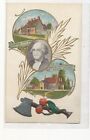 George Washington Ancestral Home + Manor- Metal Axe w/ cherries Add-on  postcard
