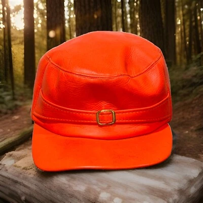 Vintage Columbia Sportswear Vinyl Blaze Orange Hunting Ear Warmer Cap 7 3/8 - Image 1 of 4