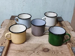 LOT x 5 VINTAGE USSR SOVIET RUSSIAN ENAMEL MUG CUP ARMY 5 pcs., NEW - Picture 1 of 8