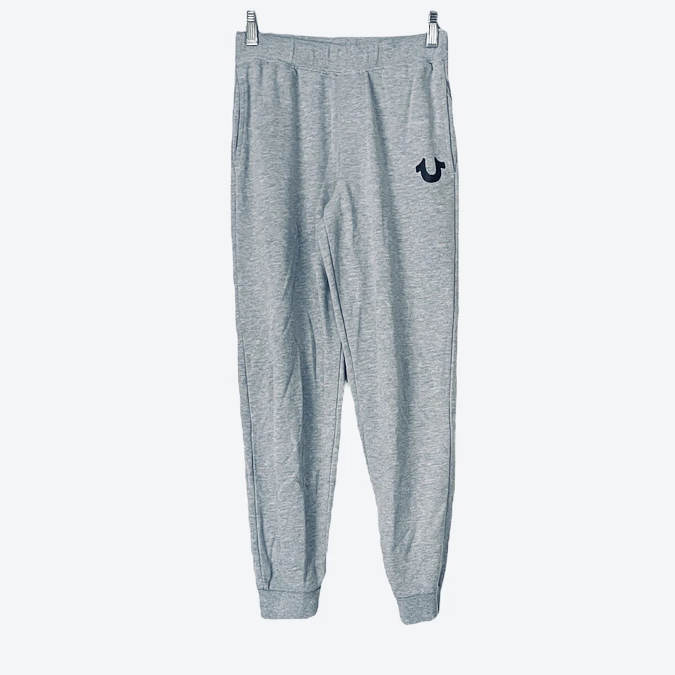 Calça de moletom True Religion logotipo menino grande tamanho M cinza - Imagem 1 de 4