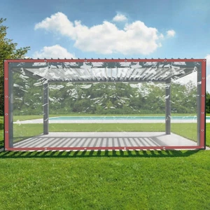 Clear Vinyl Tarp for Patio Outdoor Clear Rainproof Curtain PVC 8x16FT 2.5*5m - Picture 1 of 16