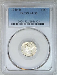 1940-D Mercury Dime PCGS AU55 looks FB Frosty Luster Just Graded New Holder A65A - Picture 1 of 4