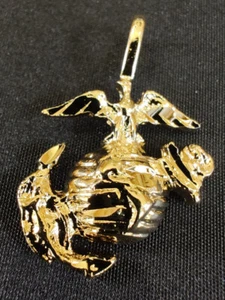 Marine charm, (Eagle, Globe and Anchor), layered gold, .75 in. x .75 in. - Picture 1 of 1