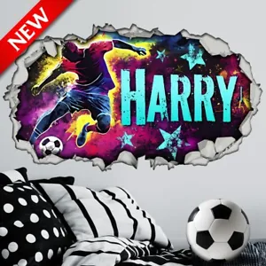 PERSONALISED FOOTBALL MURAL WALL ART STICKER DECAL FOR BEDROOM & PLAYROOM - Picture 1 of 7